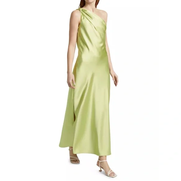 Tanya Taylor Stassi Satin One-Shoulder Dress | Sz 8 - Picture 1 of 6